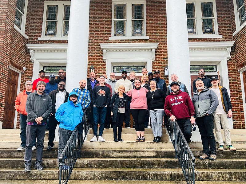 Contributed photo / Chattanooga-area pastors took a two-day trip to Civil Rights museums and landmarks in Alabama as part of an effort to end racial divides. The group is pictured here outside Old Ship A.M.E. Zion Church in Montgomery, Alabama.