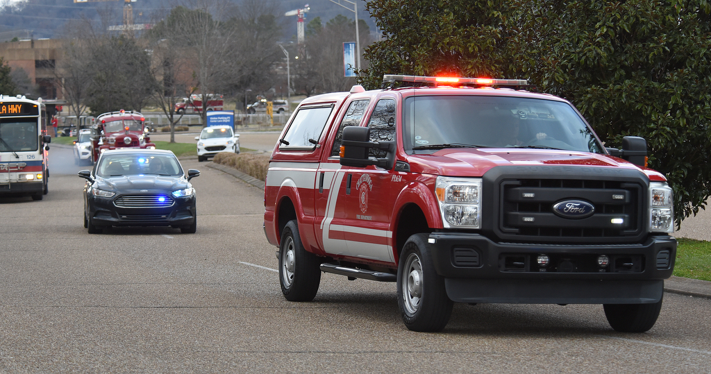 Staff Photo by Matt Hamilton / The Santa Train departs Chattanooga State Community College for the first home on Friday, December 24, 2021.