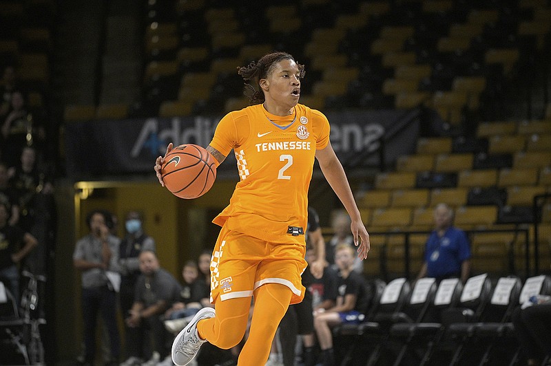 AP file photo by Phelan M. Ebenhack / Tennessee's Alexus Dye had 13 points and 10 rebounds to help the Lady Vols to an SEC road win against Arkansas on Sunday.