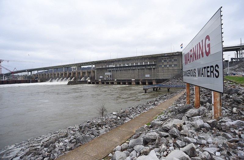 Staff Photo by Matt Hamilton / Water flows through the Chickamauga Dam on Tuesday, Jan. 5, 2022.