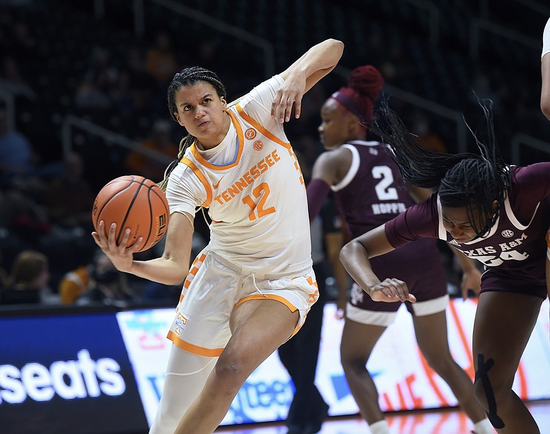 Knoxville News Sentinel photo by Scott Keller via AP / Tennessee's Rae Burrell drives to the basket during Thursday's home game against Texas A&M.