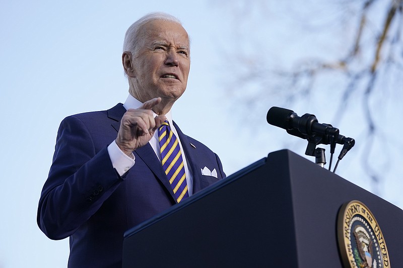 Photo by Patrick Semansky of The Associated Press / President Joe Biden speaks in support of changing the Senate filibuster rules that have stalled voting rights legislation, at Atlanta University Center Consortium, on the grounds of Morehouse College and Clark Atlanta University on Tuesday, Jan. 11, 2022, in Atlanta.