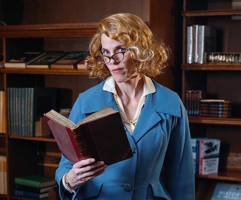 THUMBNAIL Photo courtesy of Brad Cansler / Magge Hudgins portrays Emily Reed, a no-nonsense librarian who stands up to political pressure in the Chattanooga Theatre Centre's production of "Alabama Story."