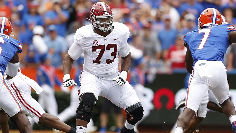 Crimson Tide photos / Alabama junior left tackle Evan Neal announced Thursday that he would forgo his remaining eligibility in Tuscaloosa and enter the NFL draft.