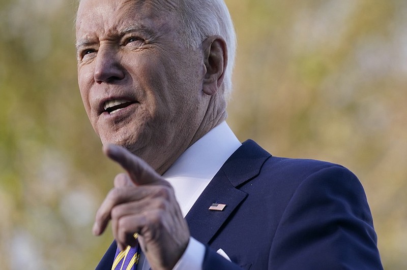 President Joe Biden speaks in support of changing the Senate filibuster rules that have stalled voting rights legislation, at Atlanta University Center Consortium, on the grounds of Morehouse College and Clark Atlanta University, Tuesday, Jan. 11, 2022, in Atlanta. (AP Photo/Patrick Semansky)


