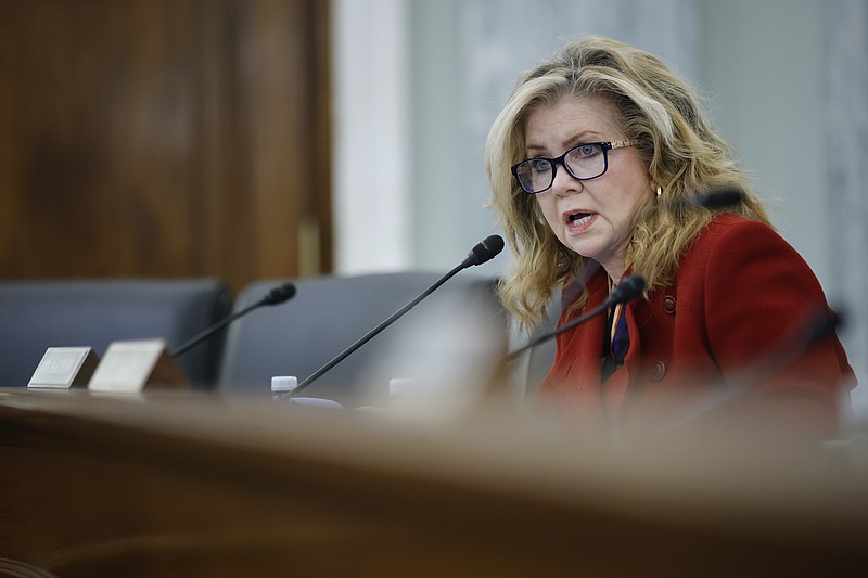 File photo by Getty Images / Sen. Marsha Blackburn, R-Tennessee, participates in a Senate committee hearing on Capitol Hill in mid-December.