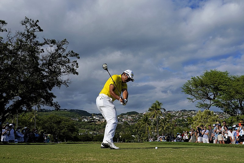 AP photo by Matt York / Hideki Matsuyama tees off on the 14th hole during the final round of the Sony Open on Sunday at Waialae Country Club in Honolulu.