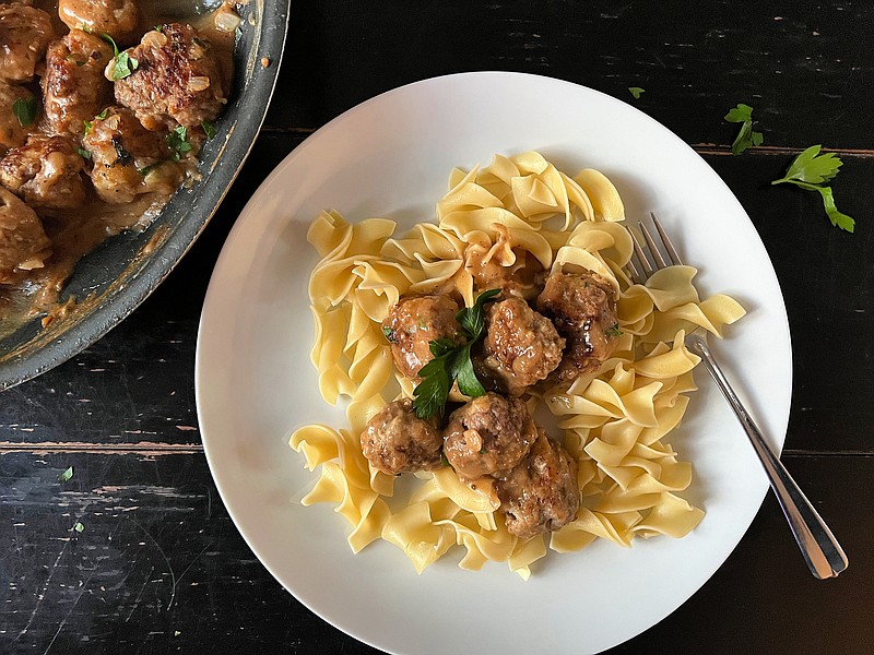 Swedish meatballs served on top of buttered noodles with a rich gravy make a filling meal. / Photo by Gretchen McKay/Pittsburgh Post-Gazette/TNS