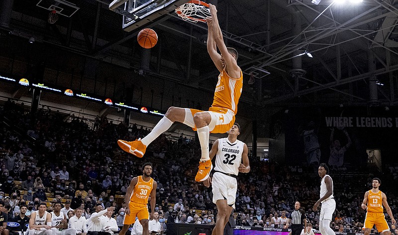 Tennessee Athletics photo by Andrew Ferguson / Tennessee redshirt junior Uros Plavsic, who played with Hamilton Heights in Chattanooga during the 2017-18 basketball season, is shooting 59.6% this season for the No. 24 Volunteers.