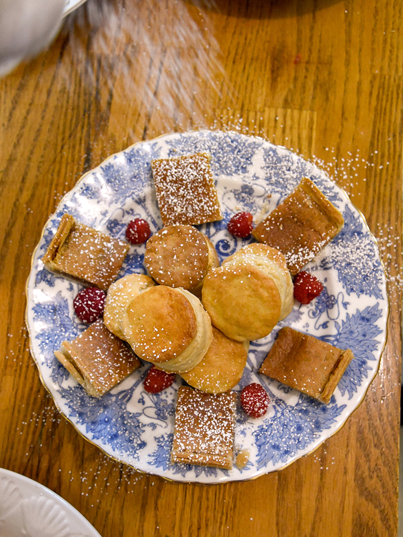 Preparing desserts.