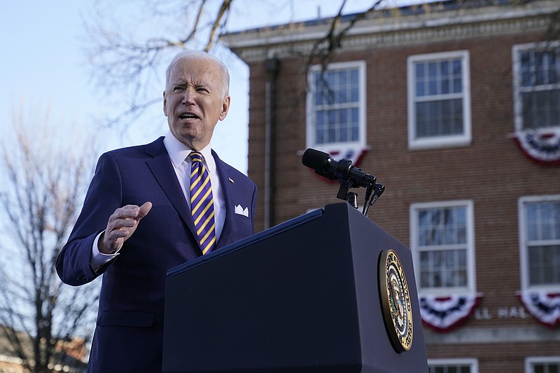 File photo by Patrick Semansky of The Associated Press / President Joe Biden speaks in support of changing the Senate filibuster rules to ensure the right to vote is defended at Atlanta University Center Consortium on the grounds of Morehouse College and Clark Atlanta University on Jan. 11, 2022, in Atlanta.
