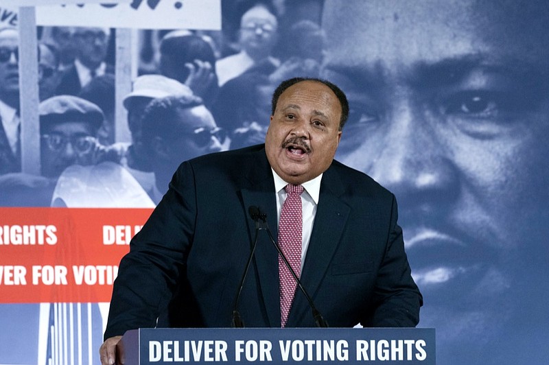 Martin Luther King III, speaks during a news conference in Washington, Monday, Jan. 17, 2022. ( AP Photo/Jose Luis Magana)


