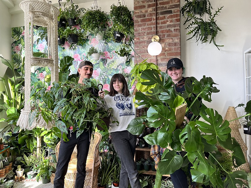 Photo contributed by Jo Kibble / (From left) Dan Rostin, Chloe Watts and Kiera Petty pose with plants inside Market Street plant store Botanica.