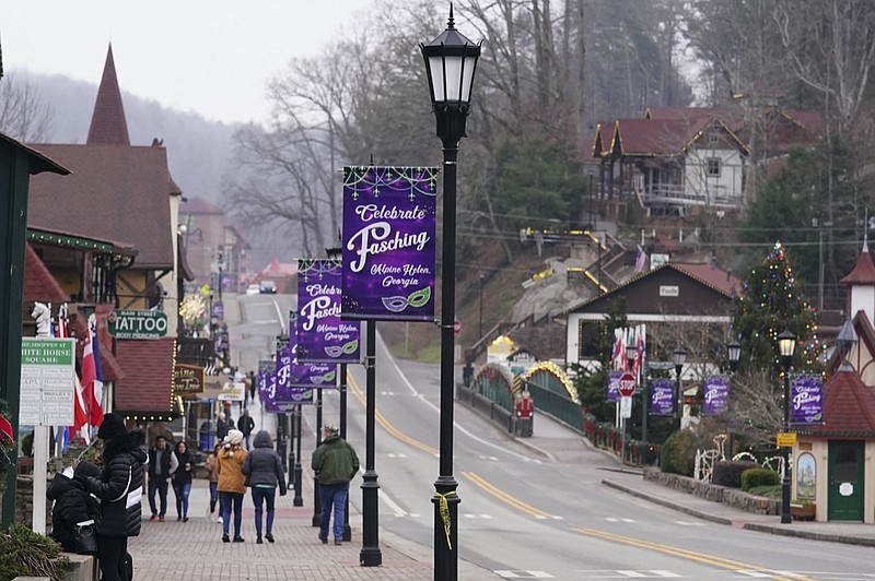 Downtown Helen, Ga., is shown Friday, Jan. 21, 2022. Helen is located in White County, in the foothills of the Blue Ridge Mountains in northeast Georgia. (AP Photo/John Bazemore)



