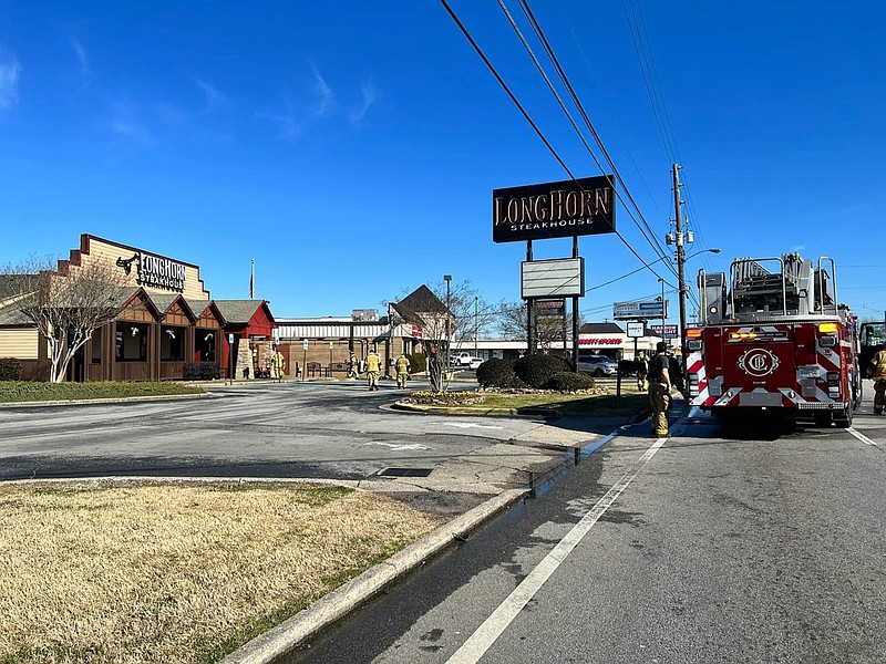 Photo courtesy of Chattanooga Fire Department / Chattanooga firefighters respond to a kitchen fire at LongHorn Steakhouse on Sunday morning.