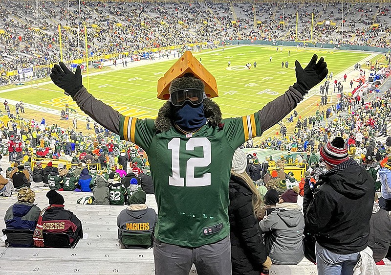 Contributed photo / Alex Armstrong, a 2014 graduate of Baylor School, was among the fans who endured a wind chill near zero to take in the Green Bay Packers' playoff game against the San Francisco 49ers on Saturday night.