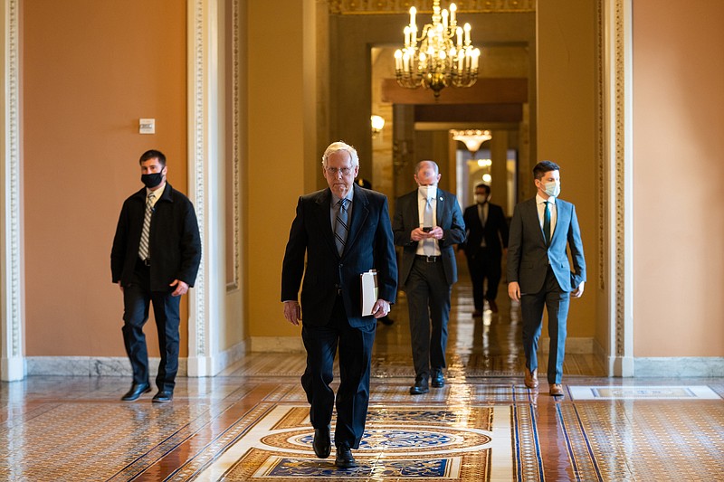 File photo by Sarahbeth Maney of The New York Times / Senate Minority Leader Mitch McConnell, R-Ky., walks to the Senate floor at the U.S. Capitol in Washington on Wednesday, Jan. 19, 2022.