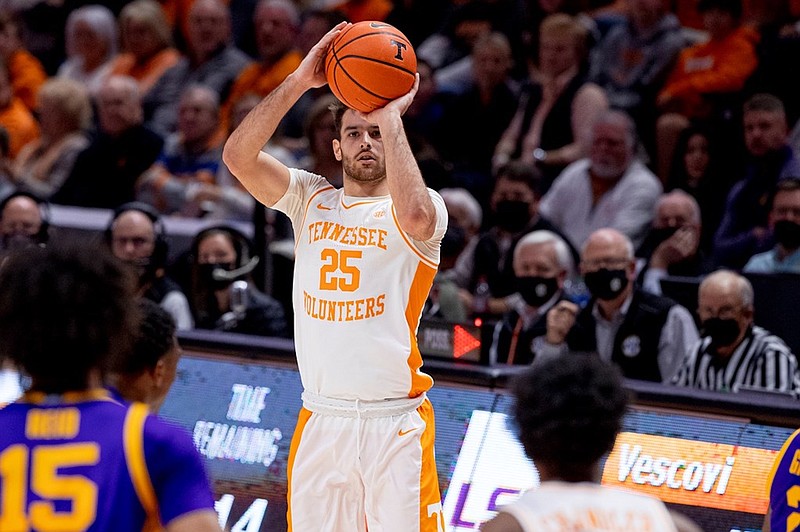 Tennessee Athletics photo / The consistency of Tennessee junior guard Santiago Vescovi is reflected by eight consecutive scoring performances between 13 and 20 points entering Wednesday night's visit from Florida.