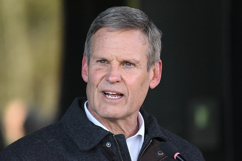 Staff Photo by Matt Hamilton / Tennessee Gov. Bill Lee speaks during the ribbon-cutting ceremony at the Lodge Fall Creek Falls in Spencer, Tenn., on Tuesday, Jan. 4, 2022.