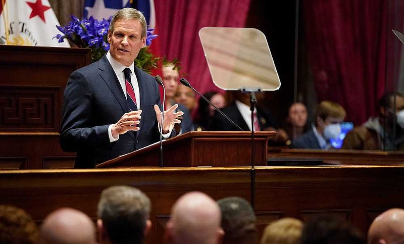 Bill Lee delivers his State of the State Address in the House Chamber of the Capitol building in Nashville, Tenn., Monday, Jan. 31, 2022. (ANDREW NELLES/THE TENNESSEAN)