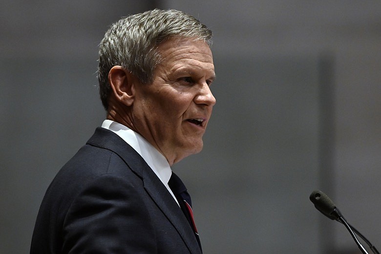 Tennessee Gov. Bill Lee delivers his State of the State address in the House Chamber, Monday, Jan. 31, 2022, in Nashville, Tenn. (AP Photo/Mark Zaleski)