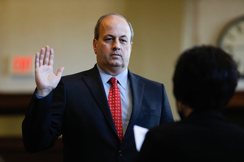 Staff photo by Troy Stolt / Walker County Board of Commissioners Chairman Shannon Whitfield swears in to office during a swearing in of the new Walker County Board of Commissioners at the Walker County Courthouse on Wednesday, Dec. 30, 2020 in LaFayette, Georgia.