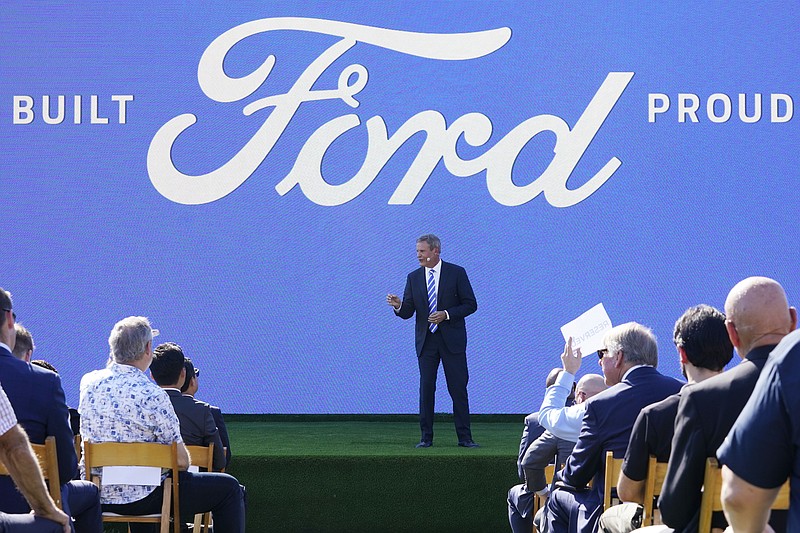 Tennessee Gov. Bill Lee speaks during a presentation on the planned factory to build electric F-Series trucks and the batteries to power future electric Ford and Lincoln vehicles, Sept. 28, 2021, in Memphis, Tenn. (AP Photo/Mark Humphrey, File)