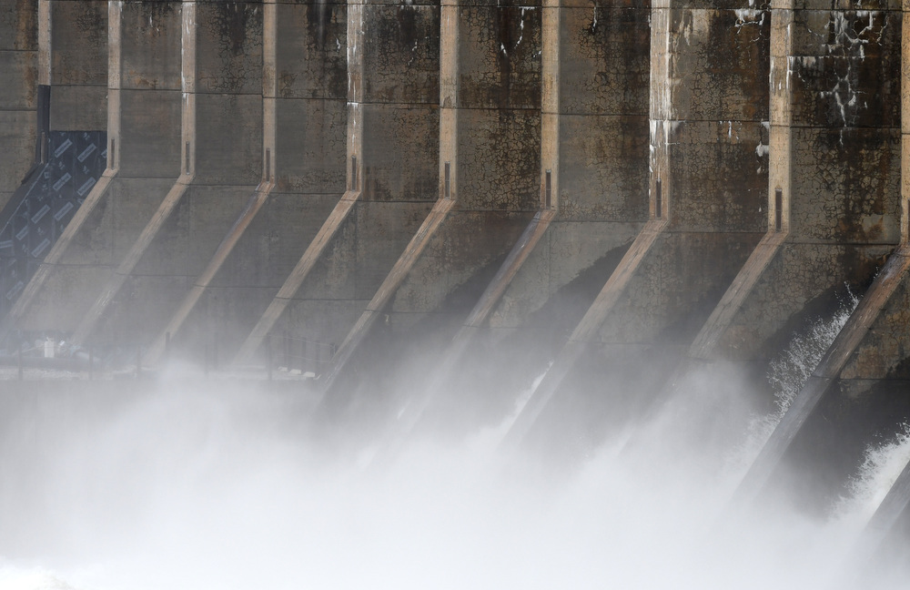 Staff Photo by Robin Rudd / The floodgates of Chickamauga Dam disappear behind the mist of the thunderous discharge of the dam. The weather for Severe Weather Awareness Week has been an almost total washout as consecutive storm systems dumped rain on the Chattanooga region over the last several days. During the 48 hours from Feb. 21-23, Hamilton County got between 3.15 and 4.36 inches of rain.
