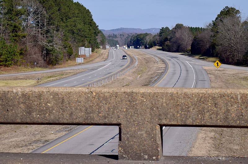 Staff photo by Robin Rudd / Interstate 59 is seen in DeKalb County, Ala., from the Hammondville exit bridge on Jan. 25. A project started Monday to replace 11 miles of the northbound side of I-59 is expected to be complete by summer 2024, according to the Alabama Department of Transportation.