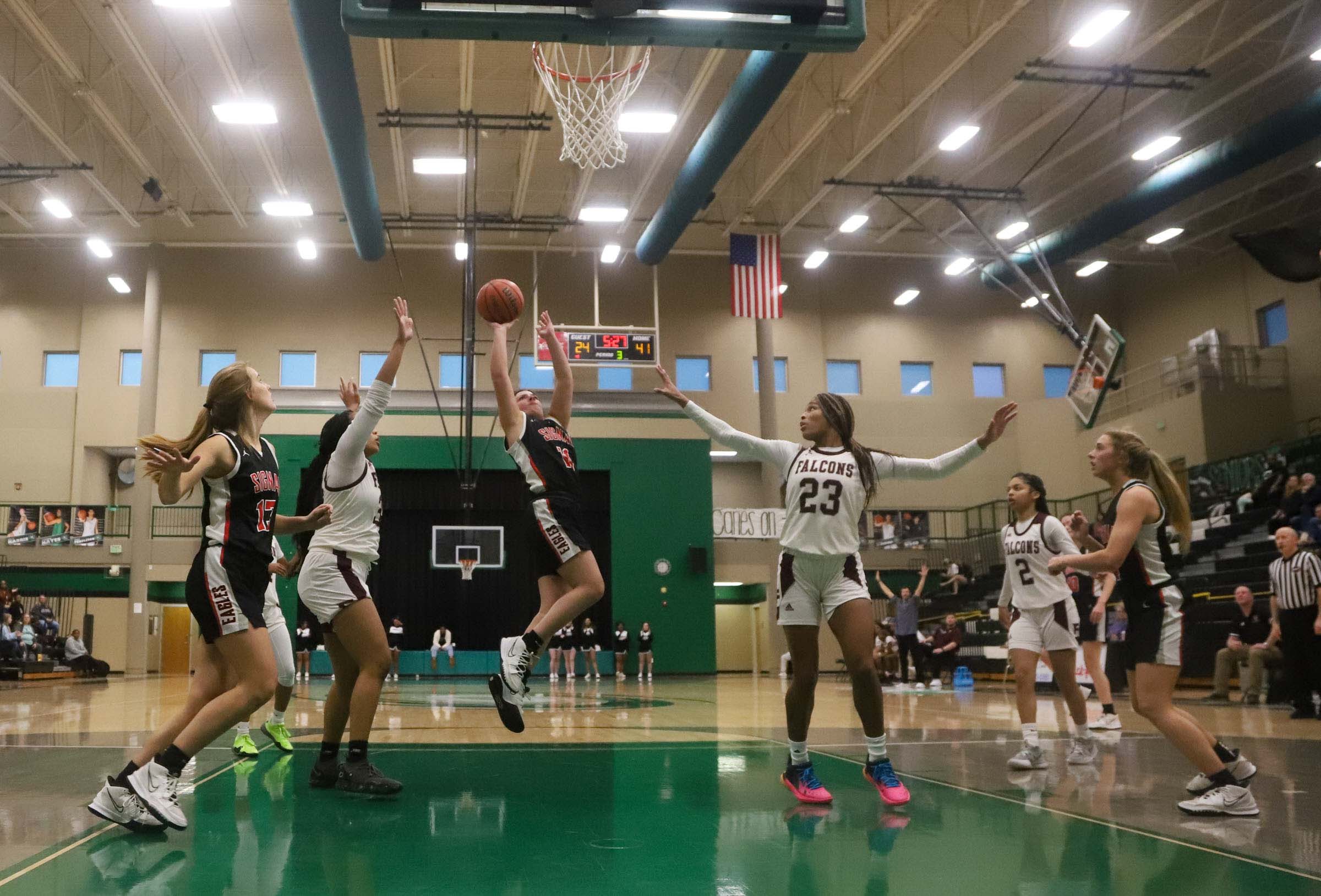 Photo by Olivia Ross / Cassidy Pawson (11) of Signal Mountain High School goes up for a shot. Signal Mountain took on Knoxville Fulton in the Region 3-3A semifinal game.