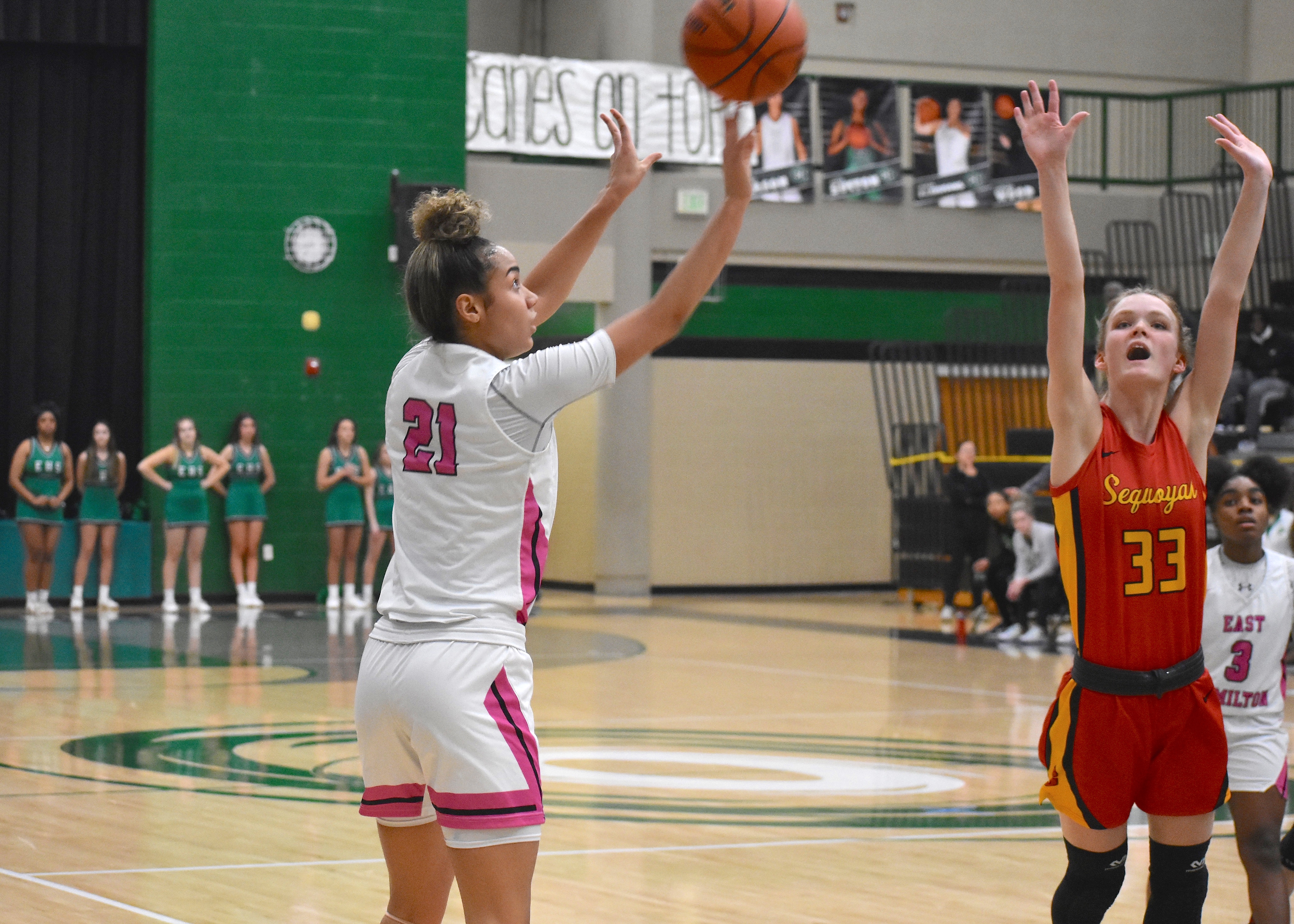 Staff photo by Patrick MacCoon / East Hamilton senior McKenna Hayes had a strong second half to help her team clinch a sub-state berth.
