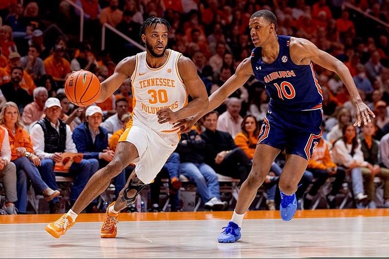 Tennessee Athletics photo / Josiah-Jordan James and the Tennessee Volunteers will try to add Arkansas to a Thompson Boling-Arena victim list that already includes Arizona, Auburn and Kentucky this season.