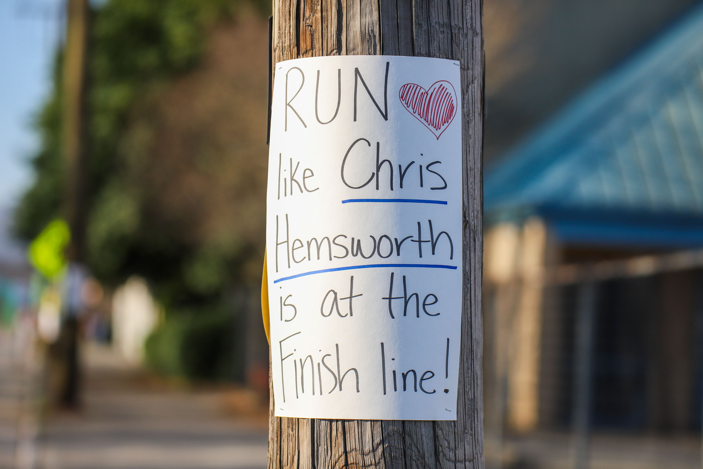 Staff Photo by Olivia Ross / Nearing the end of the race, a sign reads 