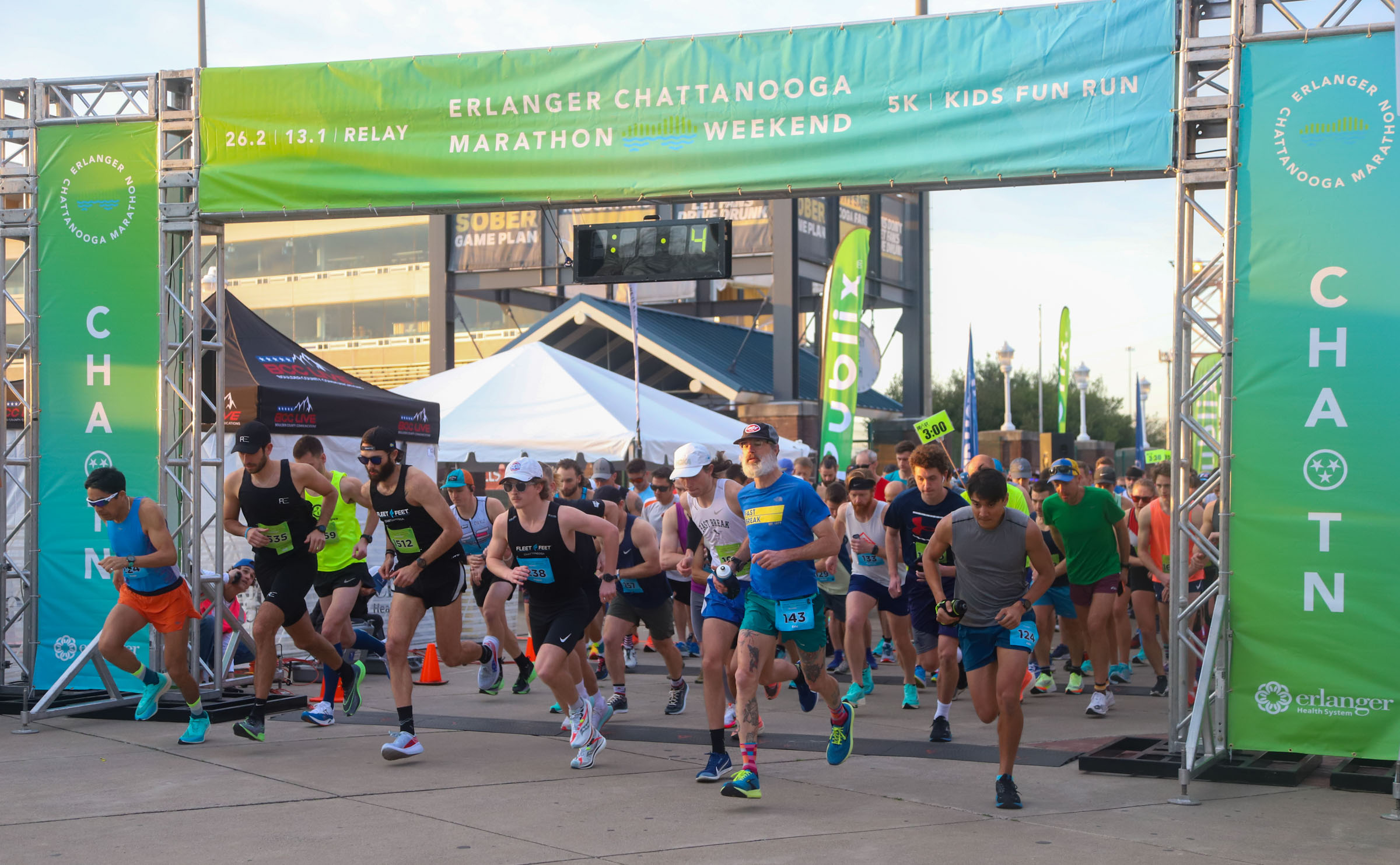 Staff Photo by Olivia Ross / Runners take off from the starting line on March 6, 2022. The Erlanger Chattanooga Marathon is a full weekend complete with a marathon, half marathon, relays, 5k, and kid's fun run.