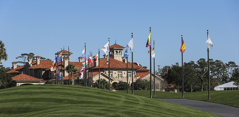 FILE -The clubhouse at TPC Sawgrass during the first round of an NCAA golf tournament on Monday, Feb. 3, 2020 in Ponte Vedra, Fla. The Players Championship offers the richest prize in golf. It has the strongest field among the biggest events. (AP Photo/Gary McCullough, File)