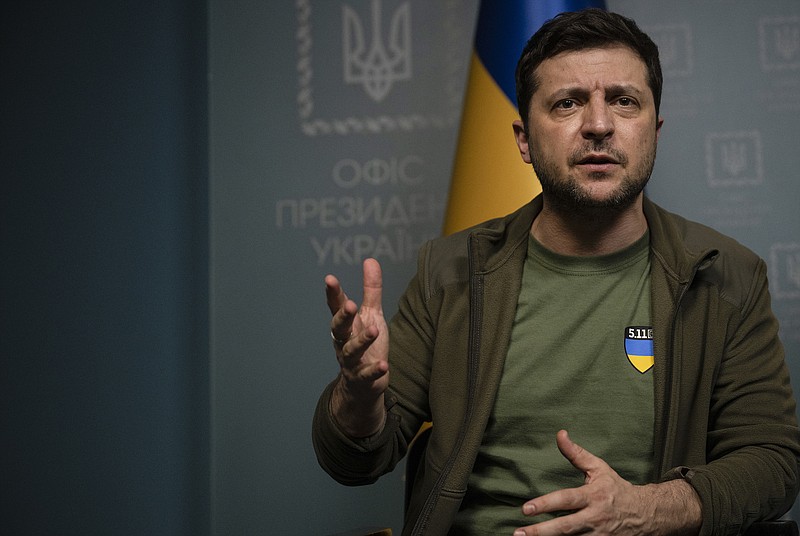 Photo by Lynsey Addario of The New York Times / President Volodymyr Zelensky of Ukraine is shown during a news conference in Kyiv, March 3, 2022.