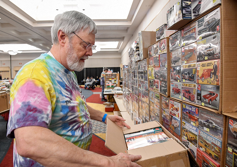 Photo by Mark Gilliland / Elmore Craig boxes up his models at the end of the show.