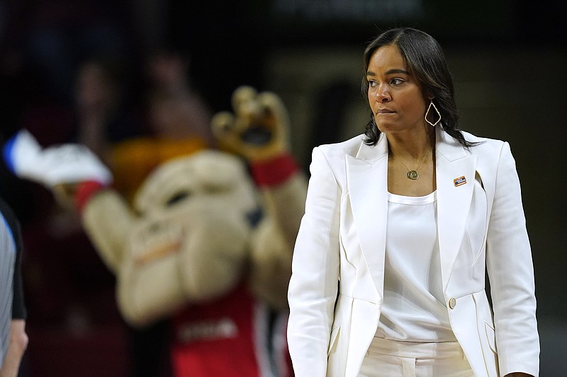 AP photo by Charlie Neibergall / Coach Joni Taylor watches from the Georgia women's basketball team's bench area during an NCAA tournament game at Iowa State on Sunday in Ames.