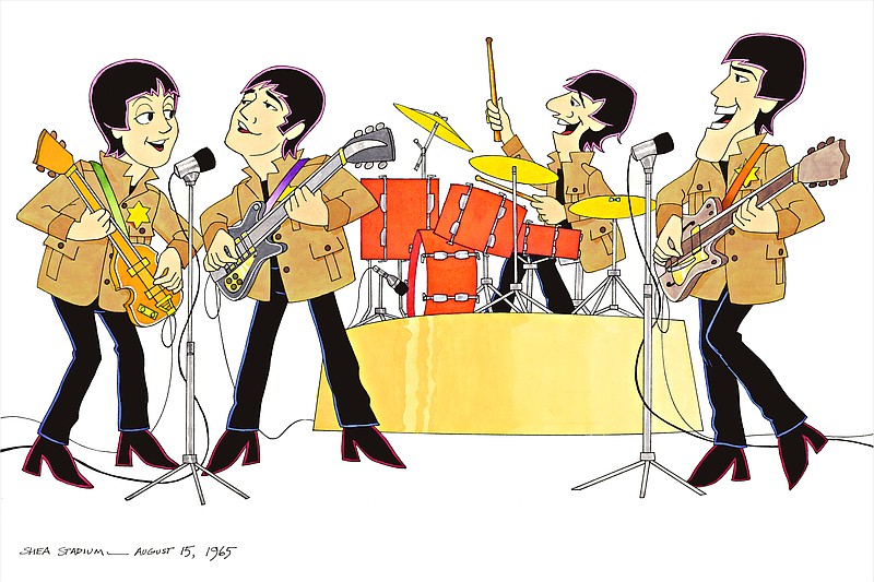 Contributed Illustration by Ron Campbell / Ron Campbell's "The Beatles at Shea Stadium" is representative of the artwork included in a traveling Beatles pop-up art show and sale coming April 1-3 to ClearStory Arts in Chattanooga.