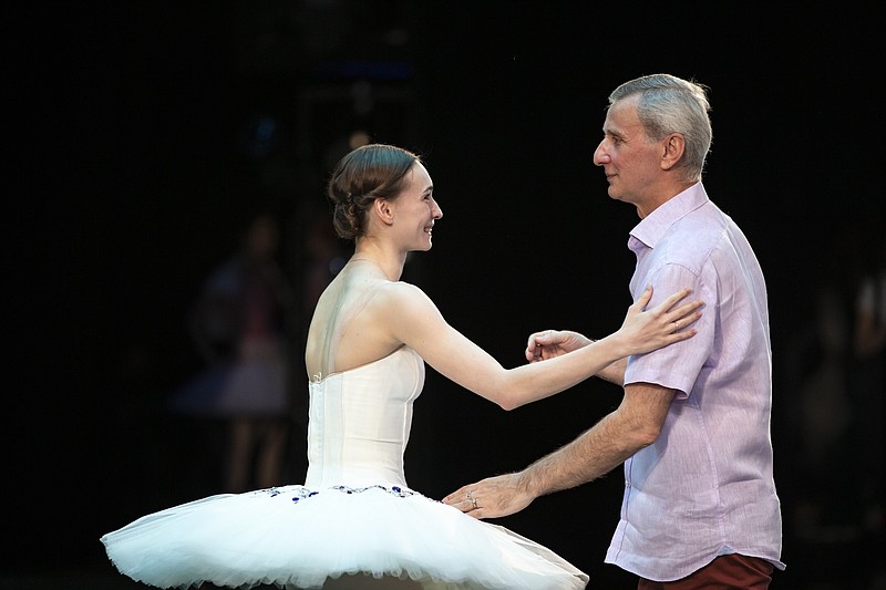 Photo by Alexander Zemlianichenko of The Associated Press / Russian prima ballerina Olga Smirnova has quit the Bolshoi Ballet company in Moscow. In this photo taken on June 11, 2019, Smirnova speaks to the ballet director of the Bolshoi Theater Makhar Vaziev during conducting a rehearsal in Moscow, Russia.