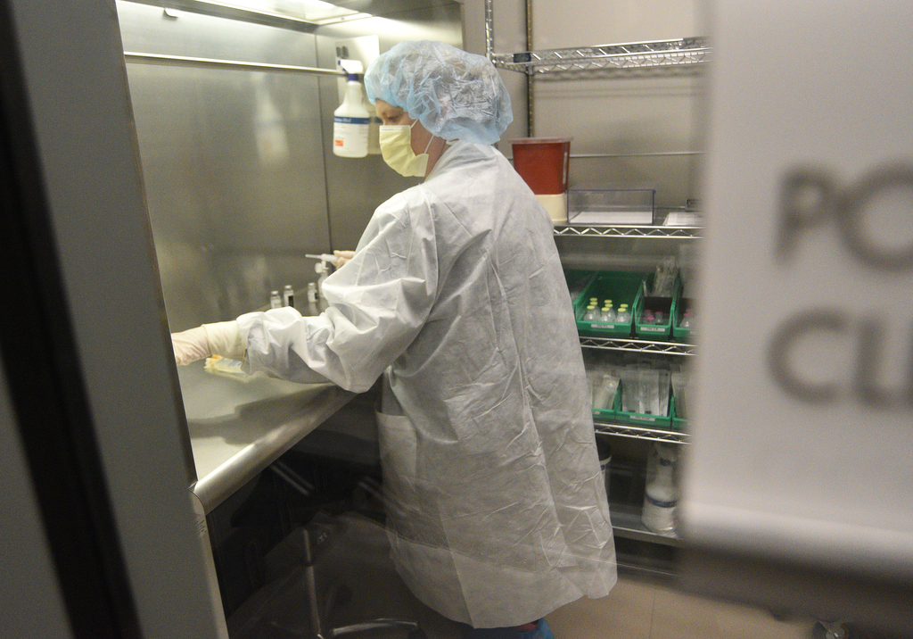 Staff Photo by Matt Hamilton / Certified technician Christy Gargala prepares biological cancer treatments at the Peeples Cancer Institute on Thursday, January 20, 2022 in Dalton, Ga.