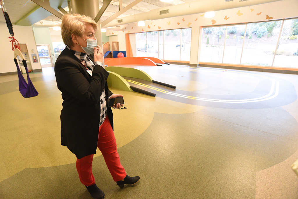 Staff Photo by Matt Hamilton / Terri Woodruff, executive director of Anna Shaw Children's Institute, talks about a gym area on Thursday, January 20, 2022 in Dalton, Ga.