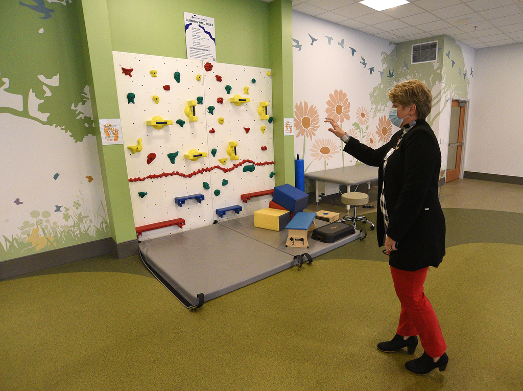 Staff Photo by Matt Hamilton / Terri Woodruff, executive director of Anna Shaw Children's Institute, talks about a gym area on Thursday, January 20, 2022 in Dalton, Ga.