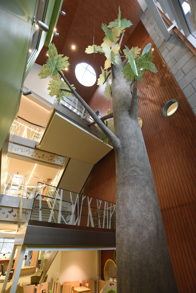Staff Photo by Matt Hamilton / A decorative tree rises through three floors of Anna Shaw Children's Institute on Thursday, January 20, 2022 in Dalton, Ga.