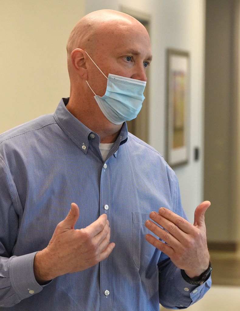 Staff Photo by Matt Hamilton / Dr. Eric Turner talks during an interview at the Peeples Cancer Institute on Thursday, January 20, 2022 in Dalton, Ga.