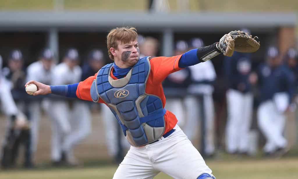 Staff photo by Matt Hamilton / Northwest Whitfield catcher Will Roper fields a bunt and throws to first base during Friday's GHSA Region 7-AAAA doubleheader at Heritage in Ringgold, Ga.