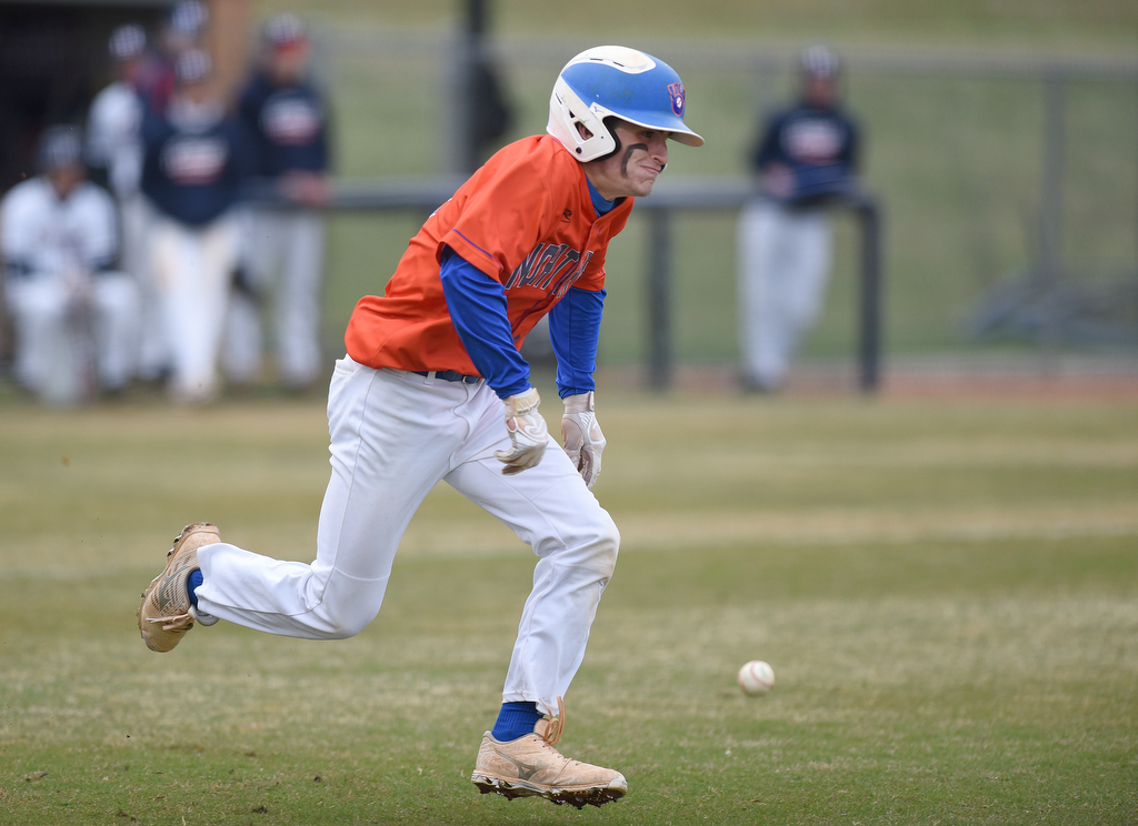Staff photo by Matt Hamilton / Northwest Whitfield's Zander Frady runs toward first base after laying down a bunt during Friday's GHSA Region 7-AAAA doubleheader at Heritage in Ringgold, Ga.