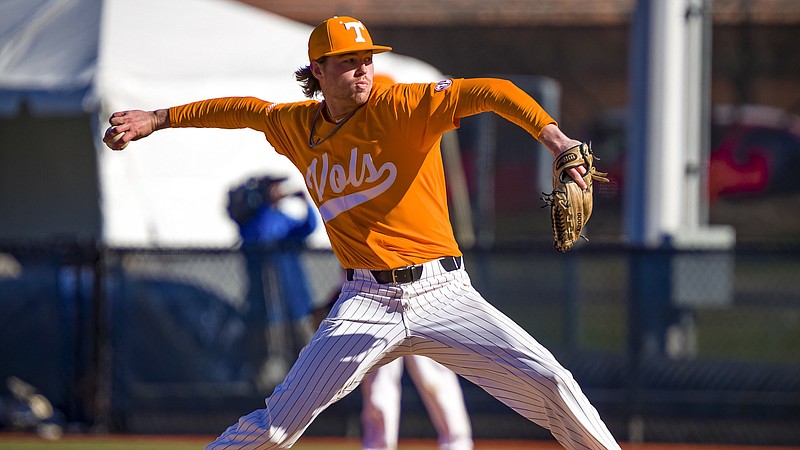 Photo by AJ Henderson / Tennessee senior pitcher and former Cleveland High standout Camden Sewell enters this weekend having made 59 career appearances for the Volunteers, compiling an 11-3 record with a 2.54 ERA.