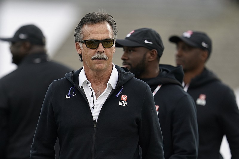 AP photo by Marcio Jose Sanchez / Former Tennessee Titans coach Jeff Fisher is now in charge of the Michigan Panthers of the USFL, which kicks off this weekend in Birmingham, Ala.
