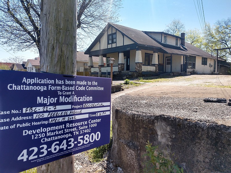 Staff photo by Mike Pare / Some 99 townhomes are planned on a tract of land on Peerless Avenue on Chattanooga's North Shore. Shown on Thursday is one of the homes that will be demolished to make way for the development.